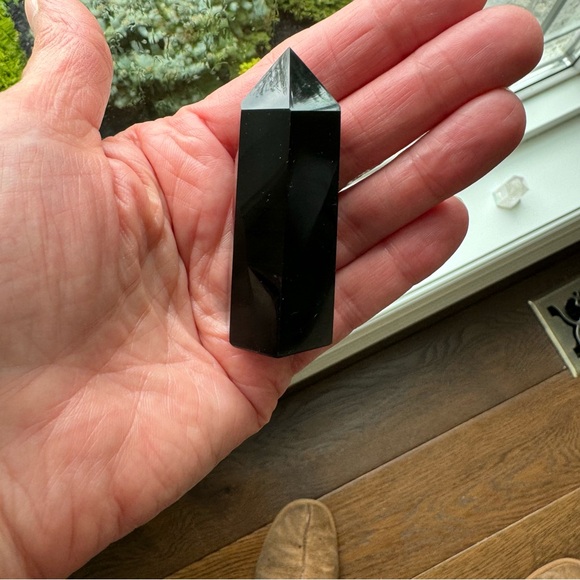 Black Obsidian Healing Crystal Wand Point Reiki Chakra Meditation 2.5” - Picture 4 of 6